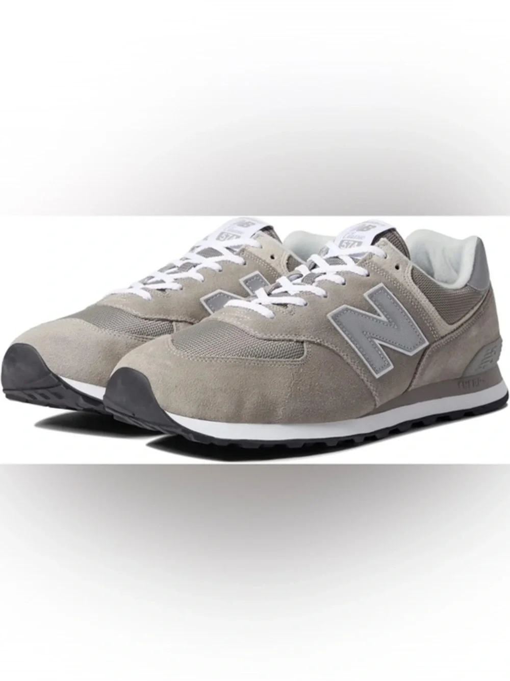 New Balance ML574 White Gray Mesh Suede Sneaker Sz 12 (Runs Small fits 11) Men